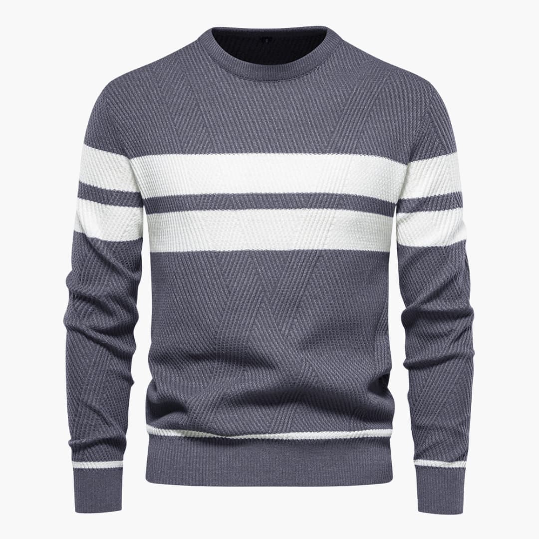 Camisola riscada com gola redonda para homem