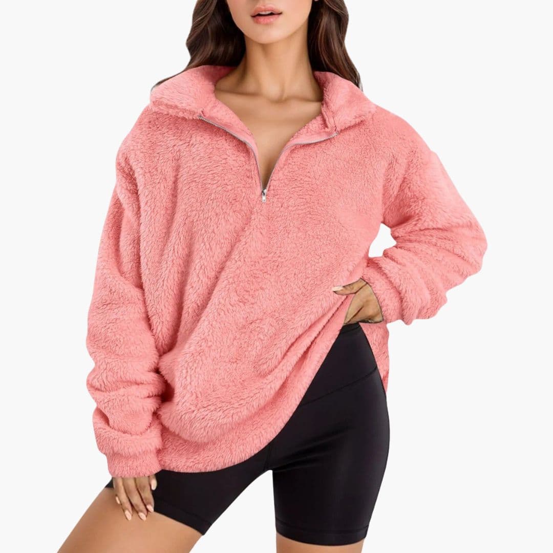 Polar damski oversize z półzamkiem