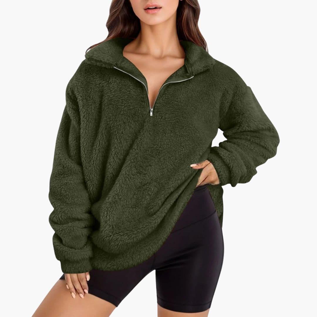 Polar damski oversize z półzamkiem