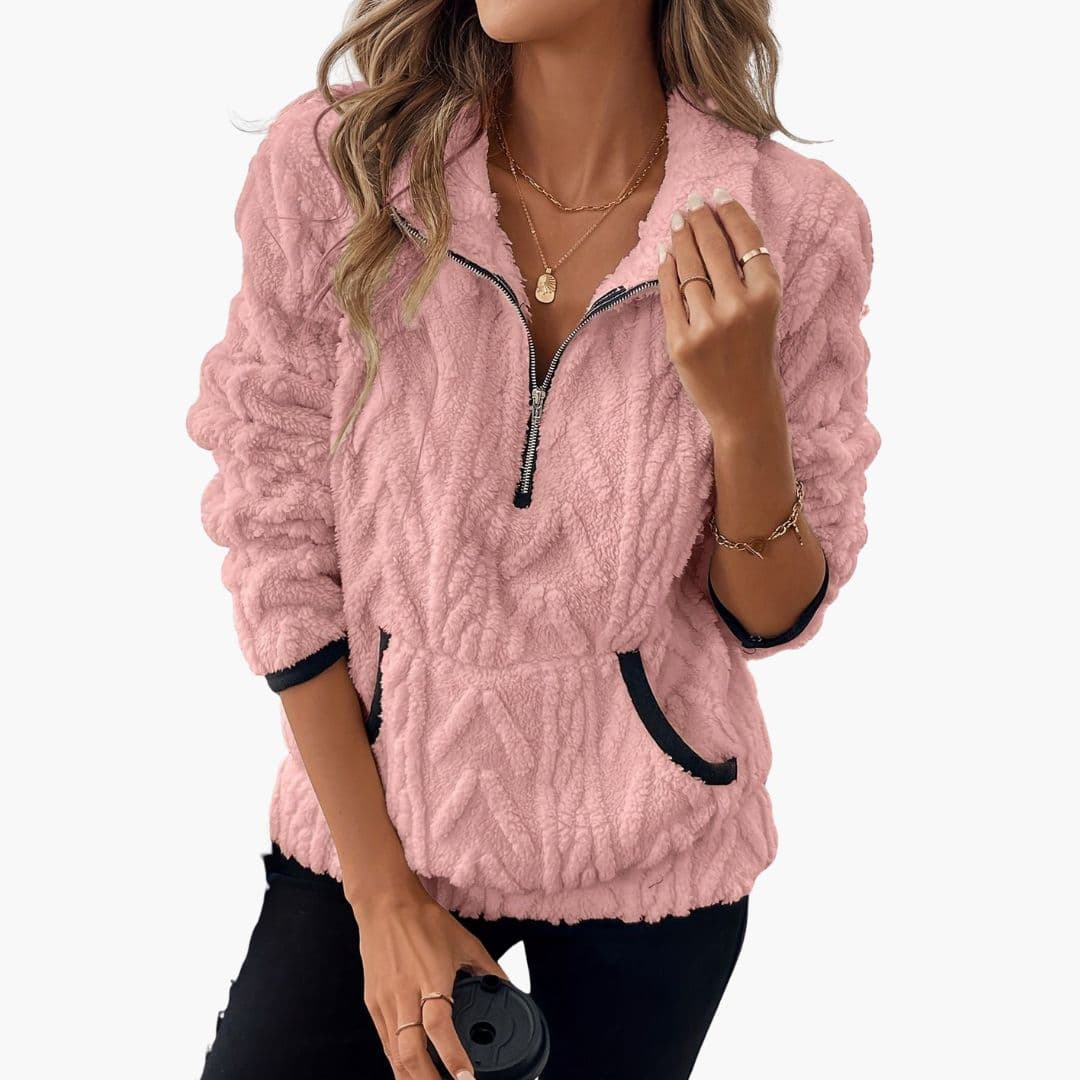 Polart fleece til kvinder med lynlås og sidelommer