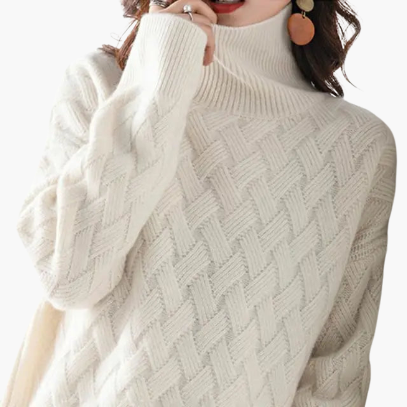 Pull torcido com gola alta para mulher