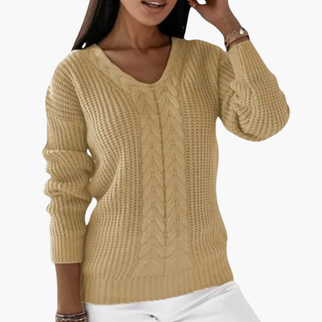 Pull tricoté à col en V pour femme