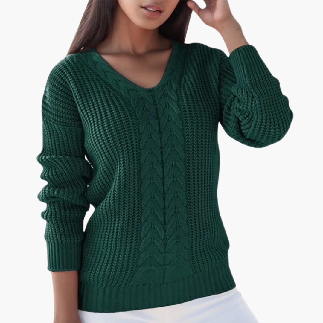 Pull tricoté à col en V pour femme