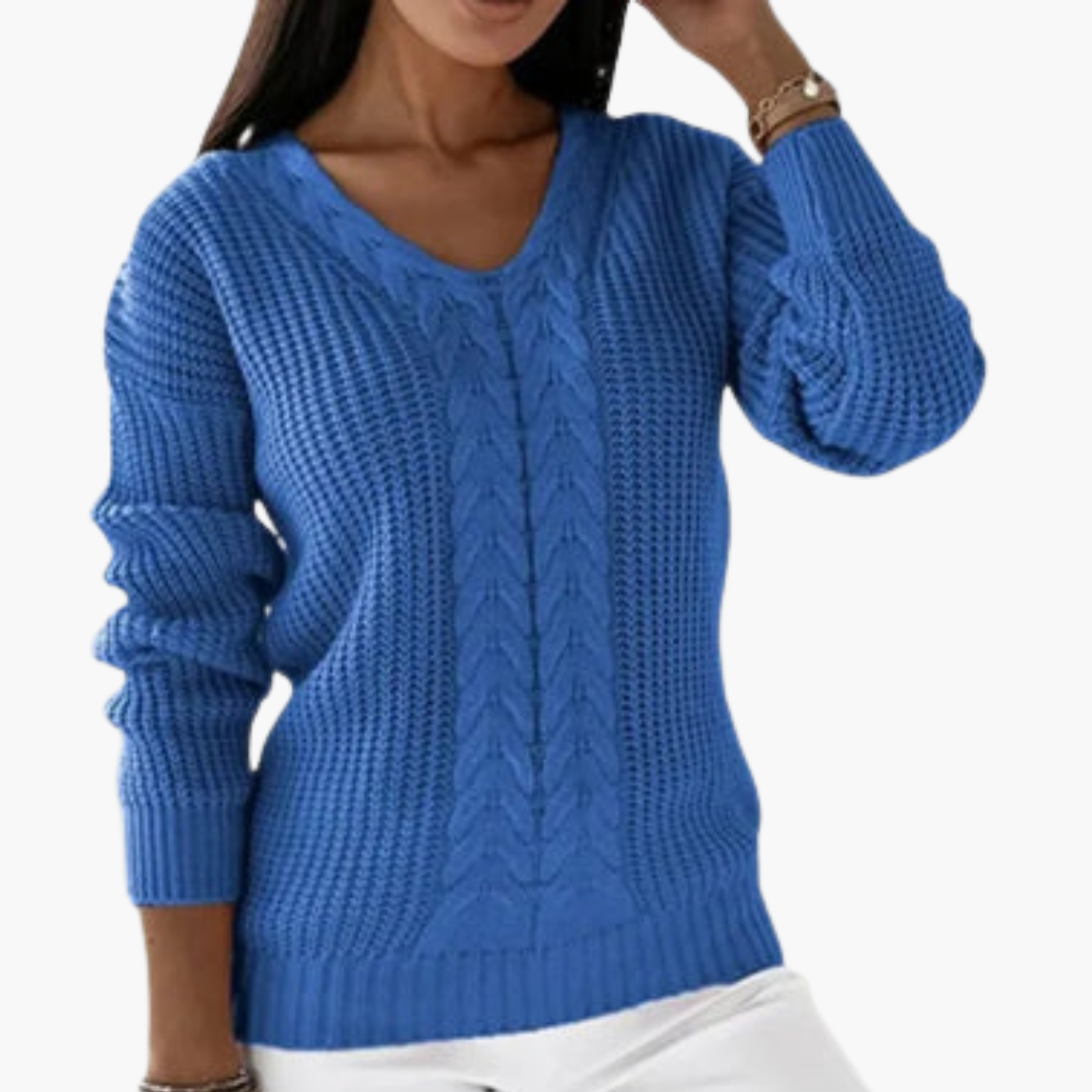 Pull tricoté à col en V pour femme