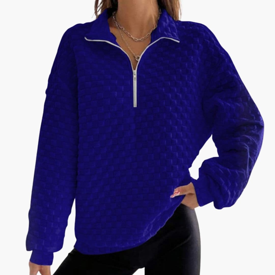 Pull zippé femme à col montant