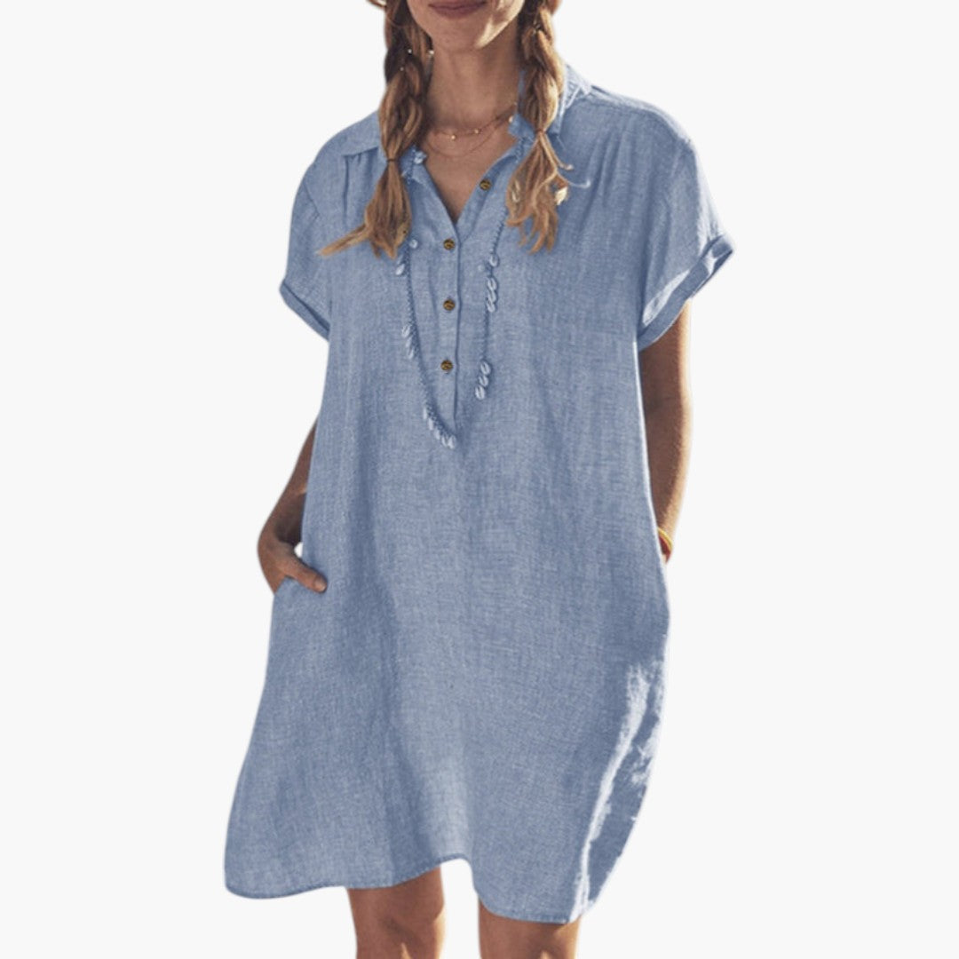 Vestito Camicia Donna con Patta di Bottoni