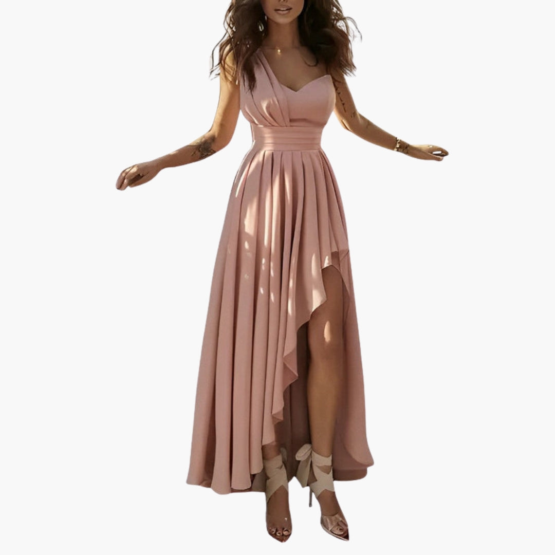 Cocktailkleid für Damen mit hohem Bund und plissiertem Rock