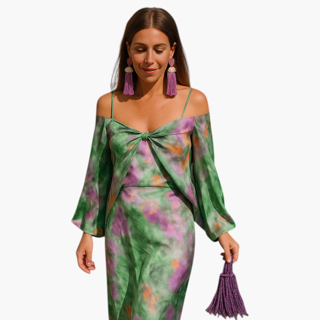 Robe Maxi Femme avec Écharpe Amovible et Coupe Ajustée