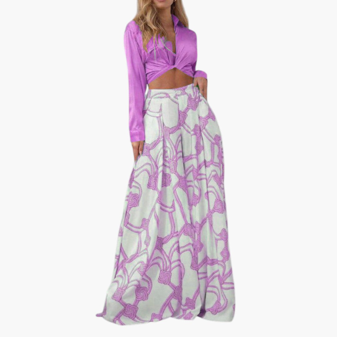 Robe Maxi Femme avec Haut Court Manches Longues