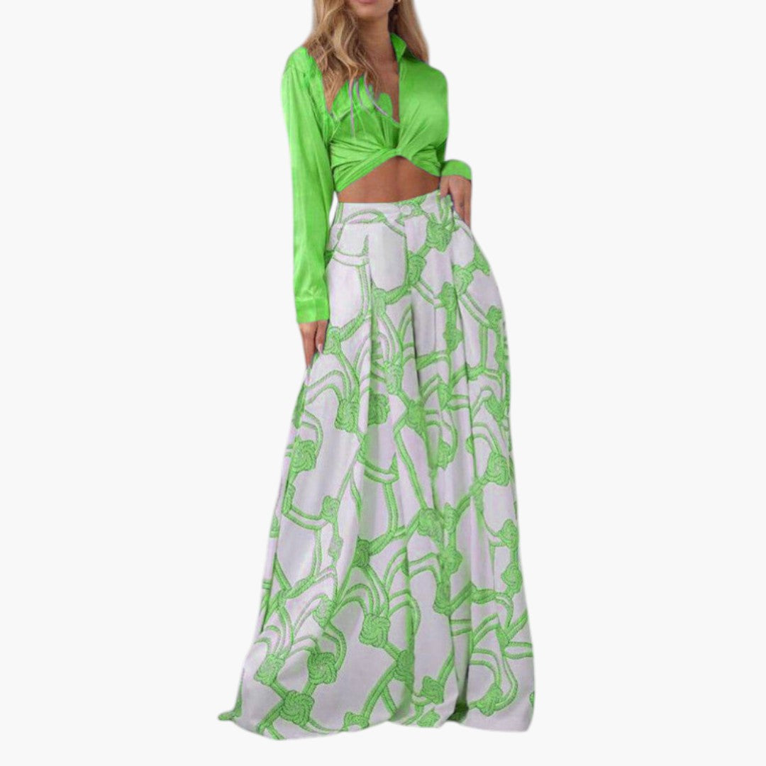Robe Maxi Femme avec Haut Court Manches Longues