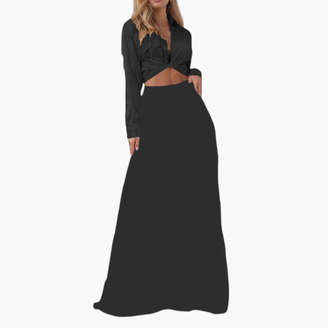 Robe Maxi Femme avec Haut Court Manches Longues