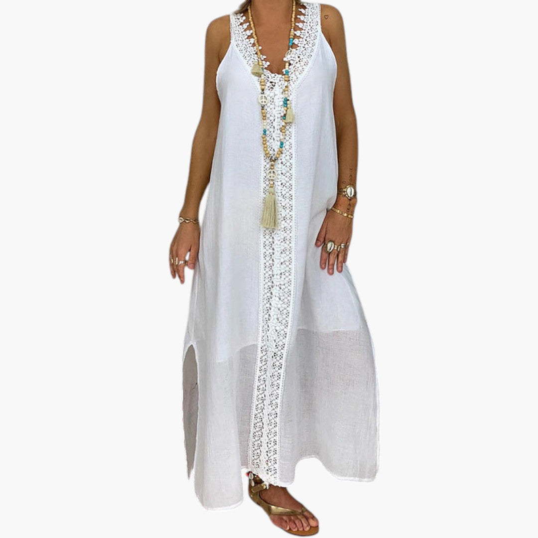 Robe Maxi de Plage Femme avec Panneau Dentelle
