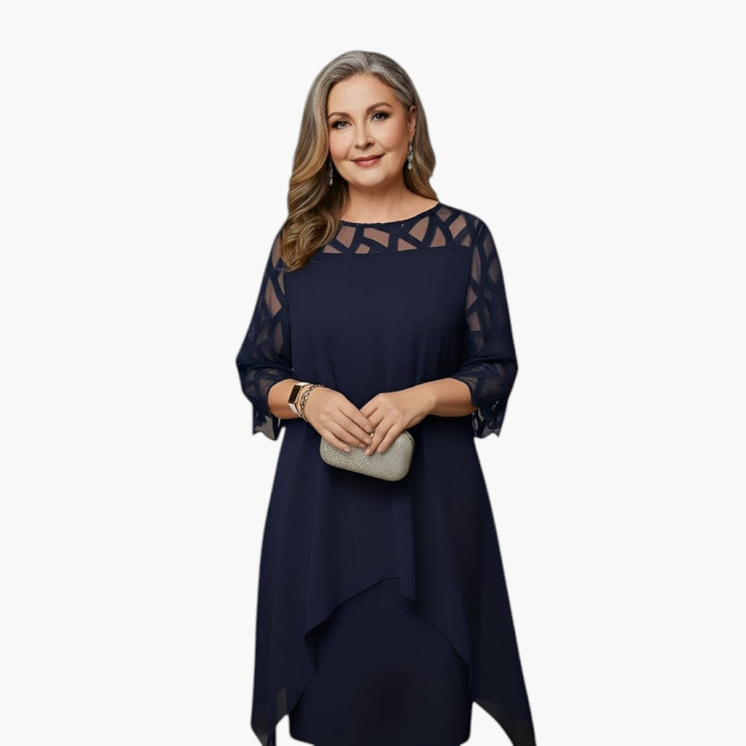 Vestido Midi Mujer con Escote Ajustado y Cintura Regulable