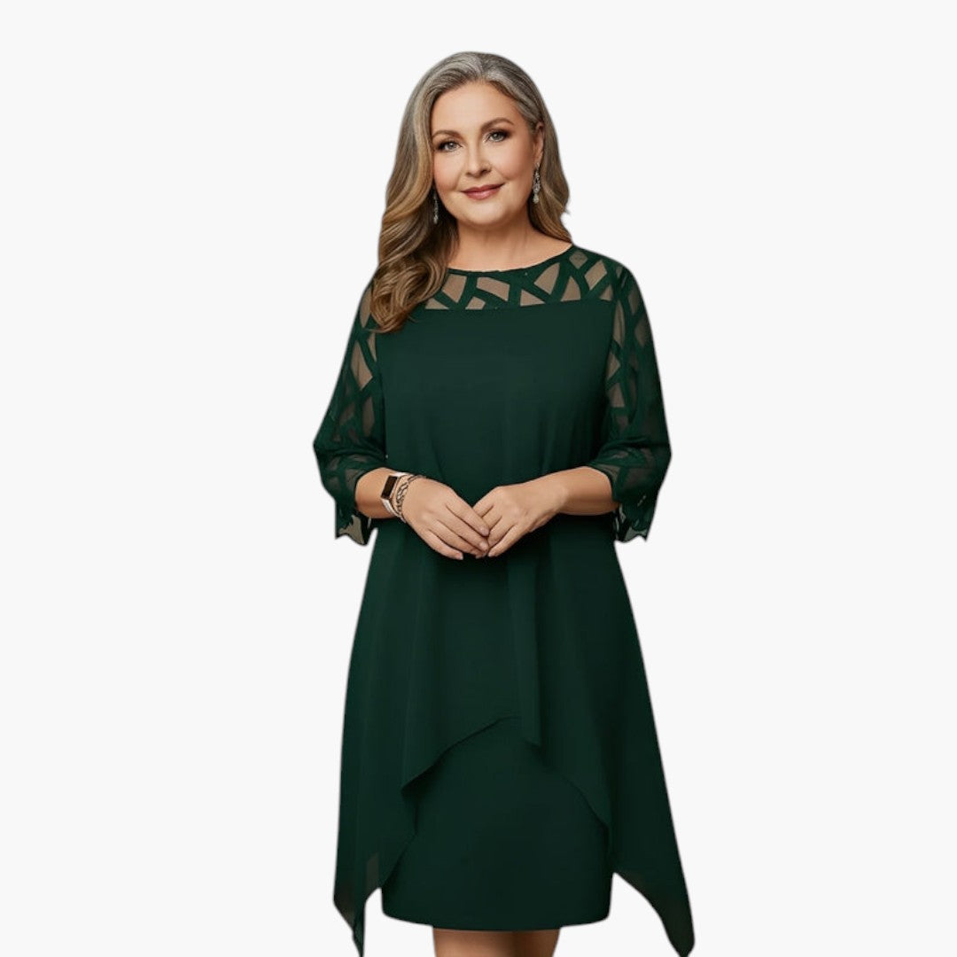 Vestido Midi Mujer con Escote Ajustado y Cintura Regulable