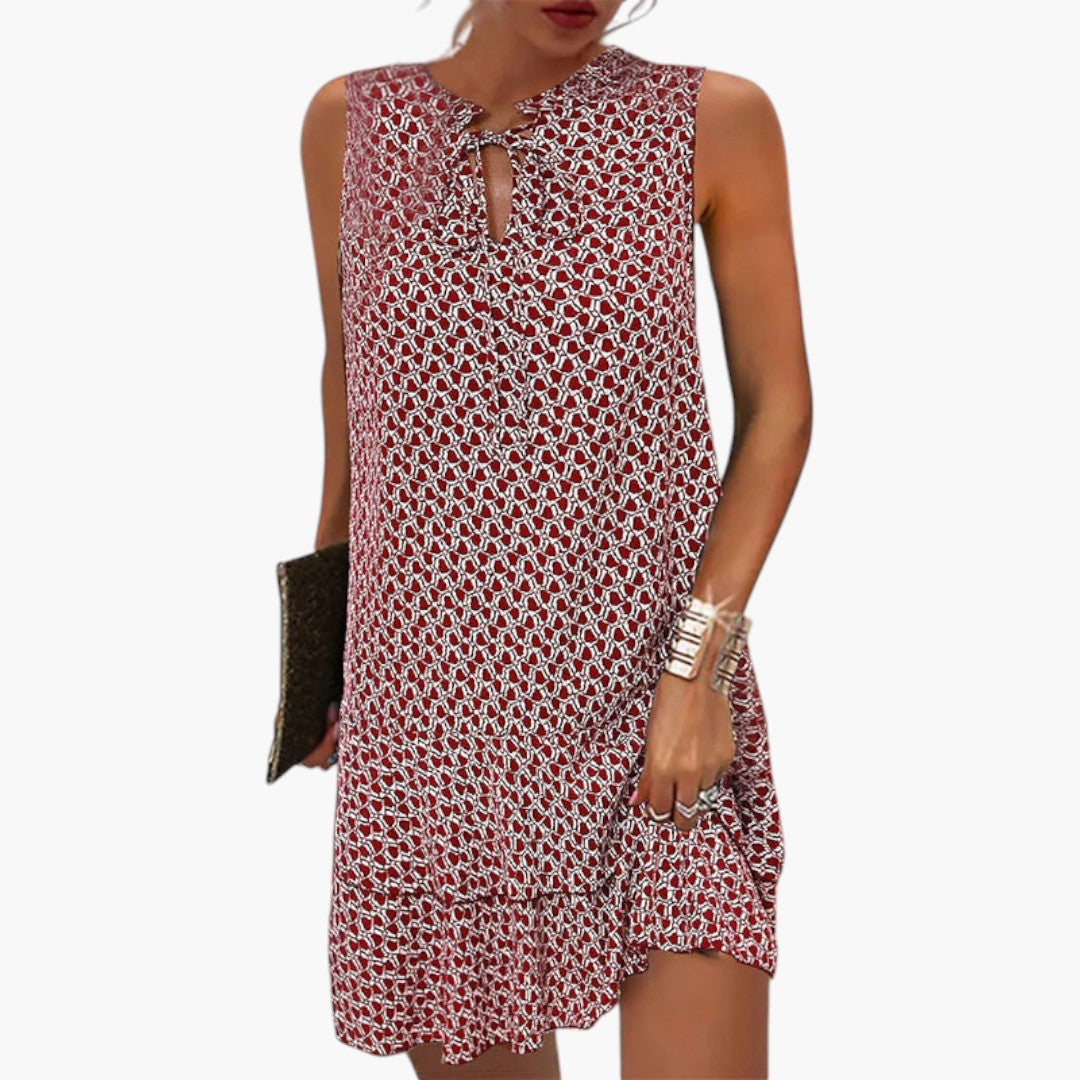 Robe Mini Femme sans Manches avec Imprimé Abstrait