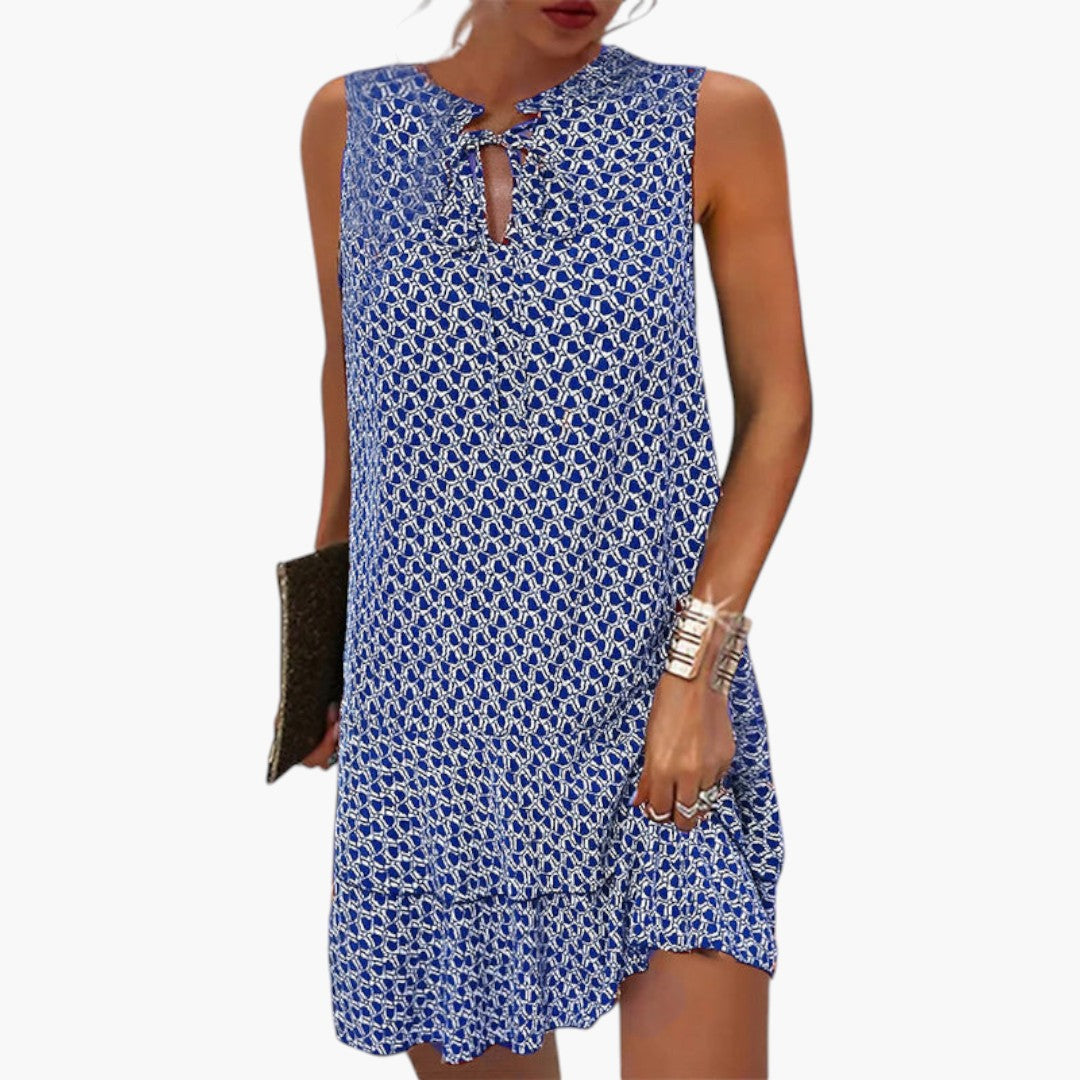 Robe Mini Femme sans Manches avec Imprimé Abstrait