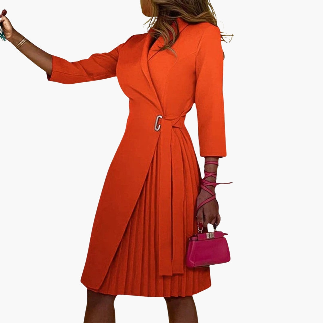 Vestido blazer para mujer con cuello de muesca y falda plisada