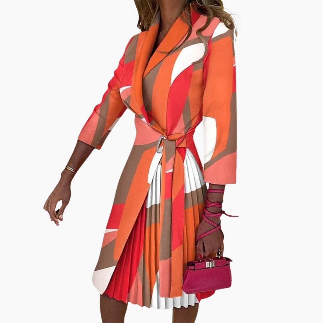 Vestido blazer para mujer con cuello de muesca y falda plisada