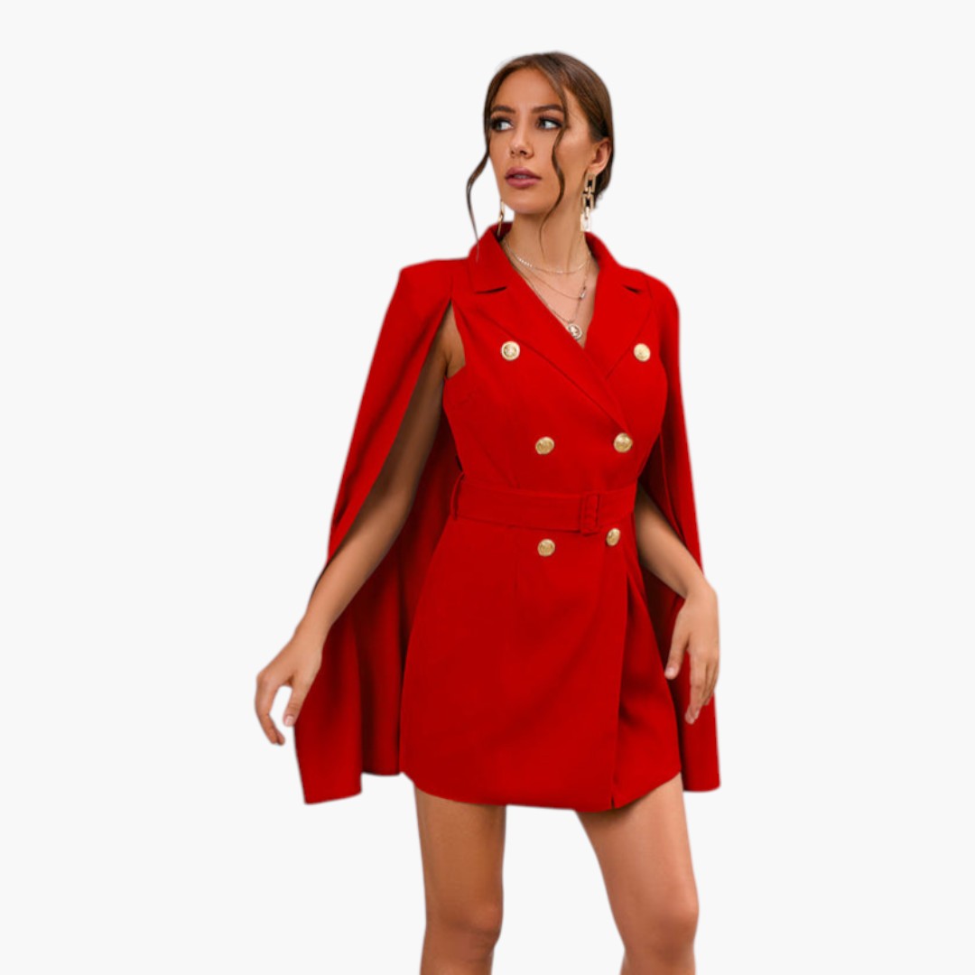 Robe blazer femme mini avec cape et ceinture