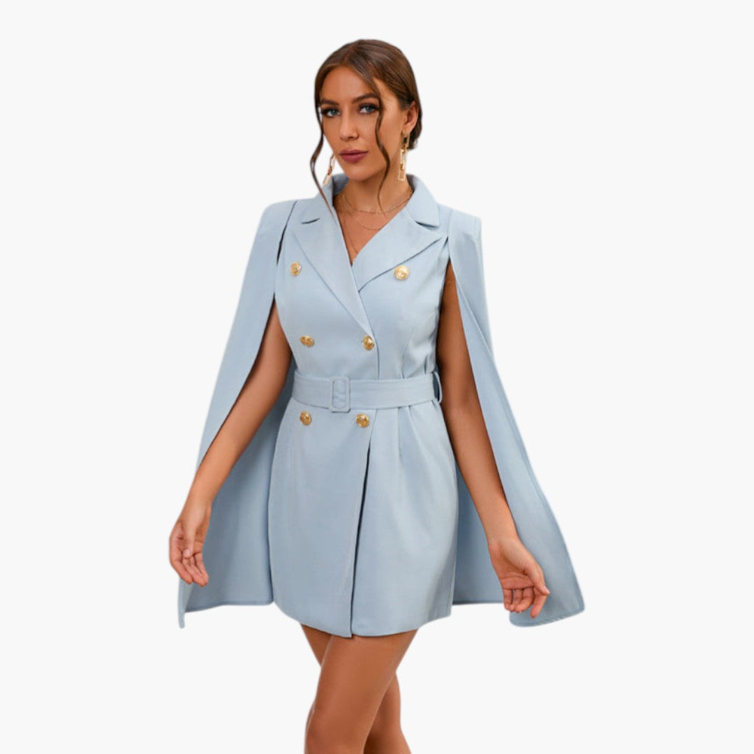 Robe blazer femme mini avec cape et ceinture