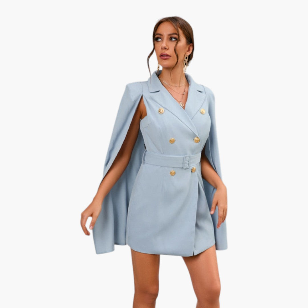 Robe blazer femme mini avec cape et ceinture