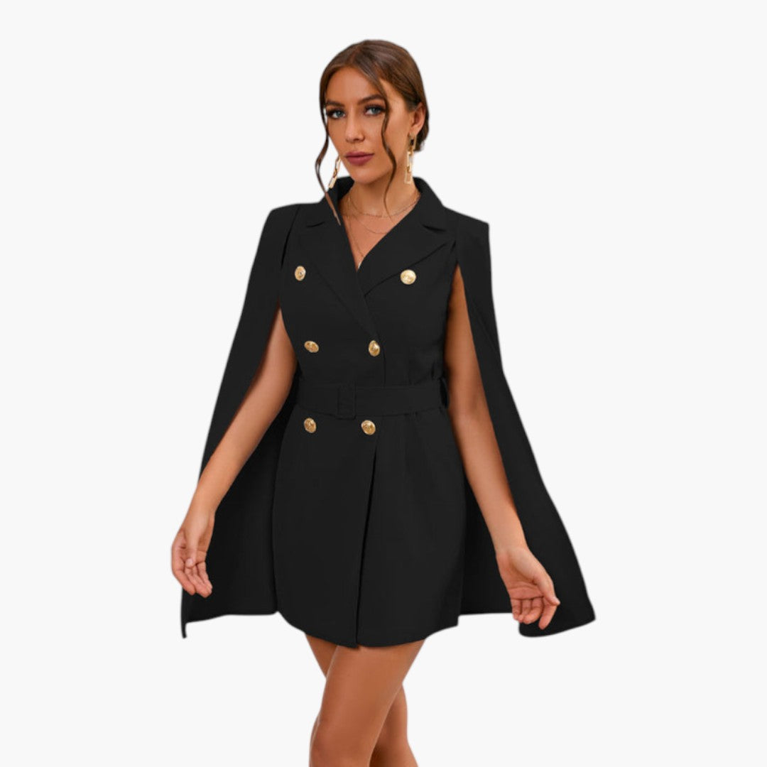Robe blazer femme mini avec cape et ceinture