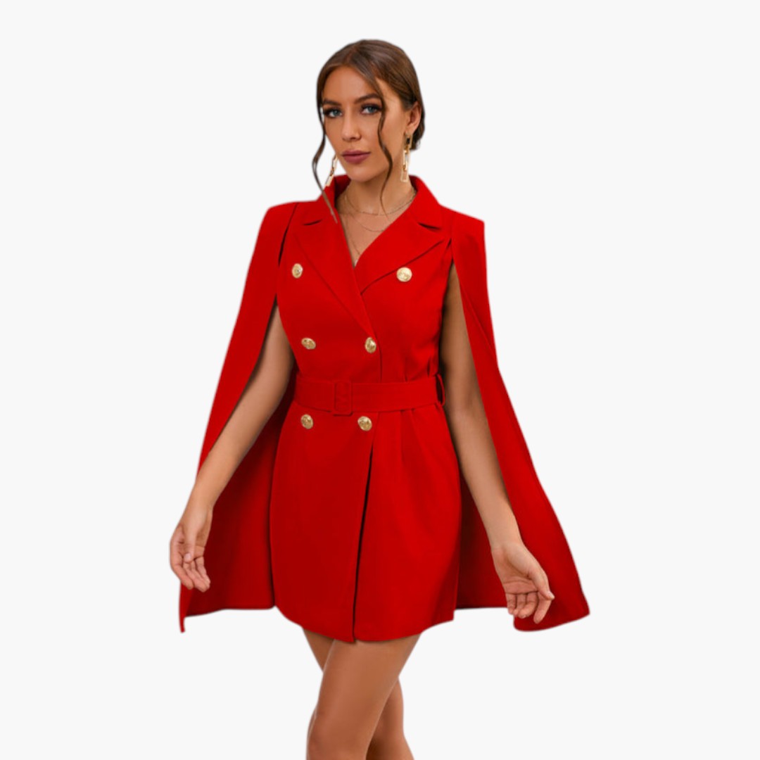 Robe blazer femme mini avec cape et ceinture
