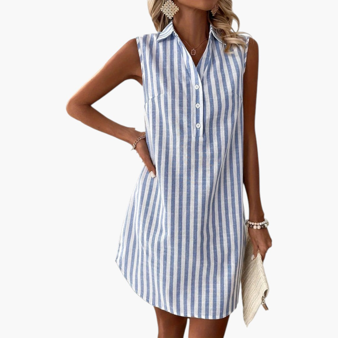 Robe chemise mini femme avec rayures et boutons