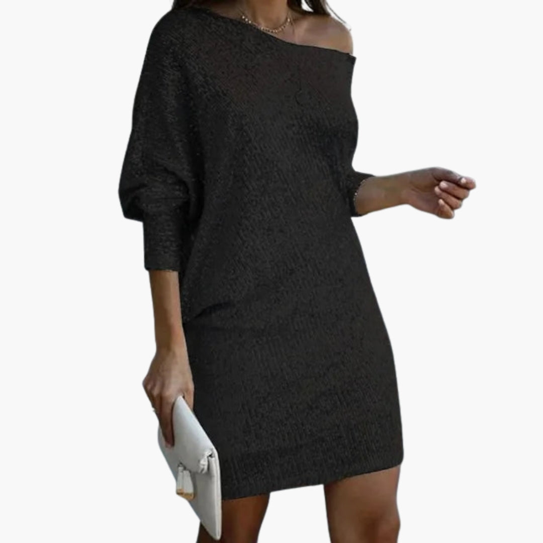 Robe courte à sequins pour femme à épaules dénudées