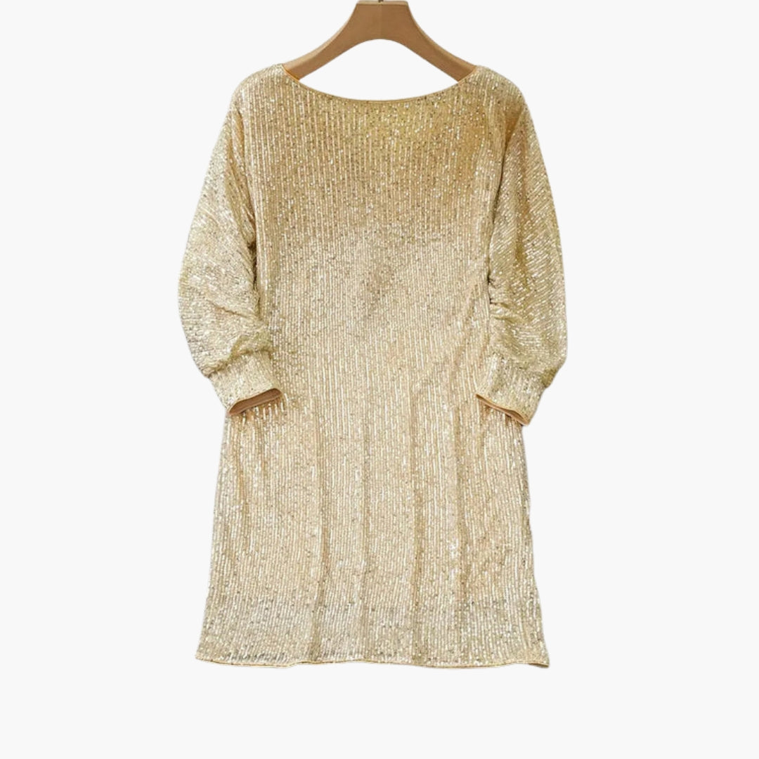 Robe courte à sequins pour femme à épaules dénudées