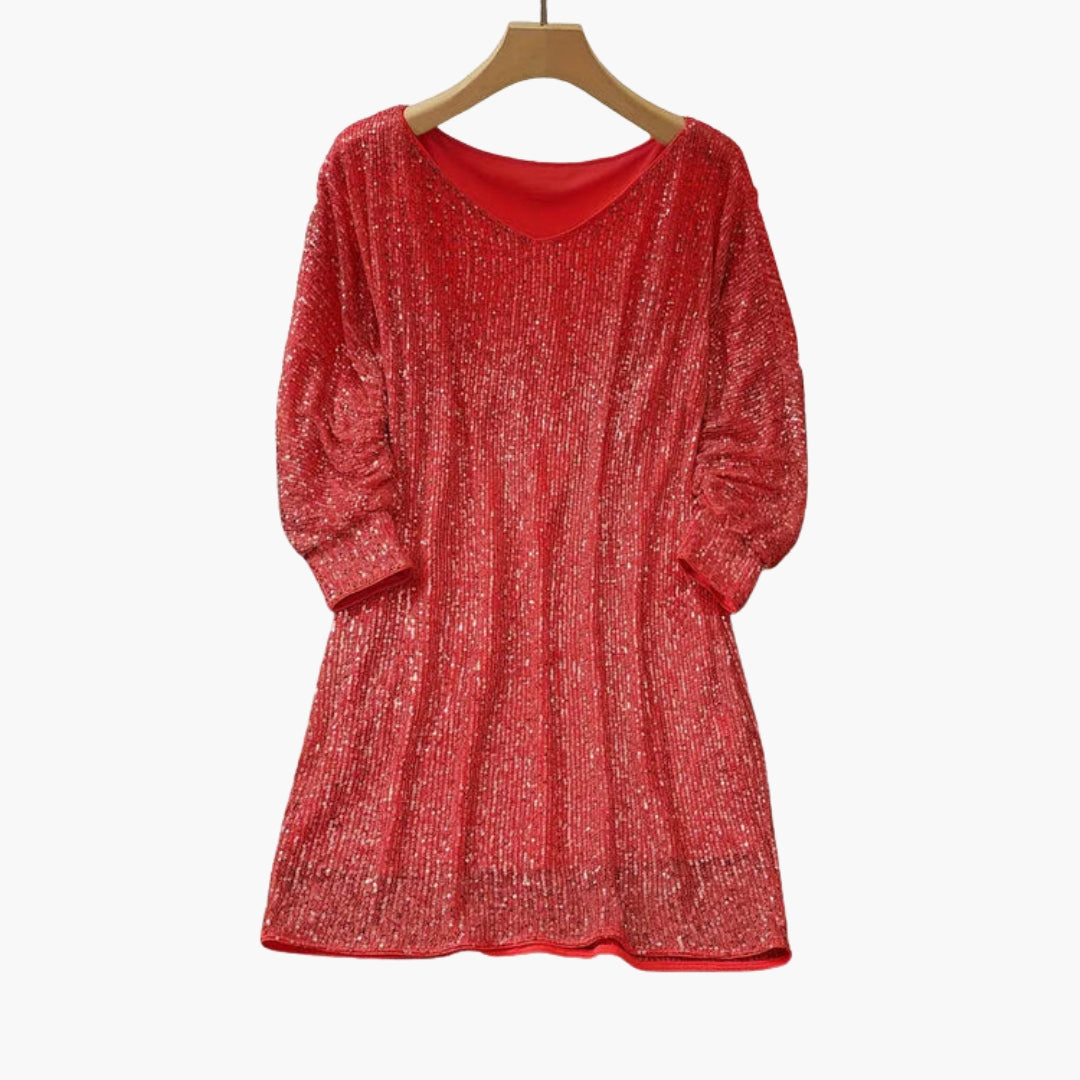 Robe courte à sequins pour femme à épaules dénudées
