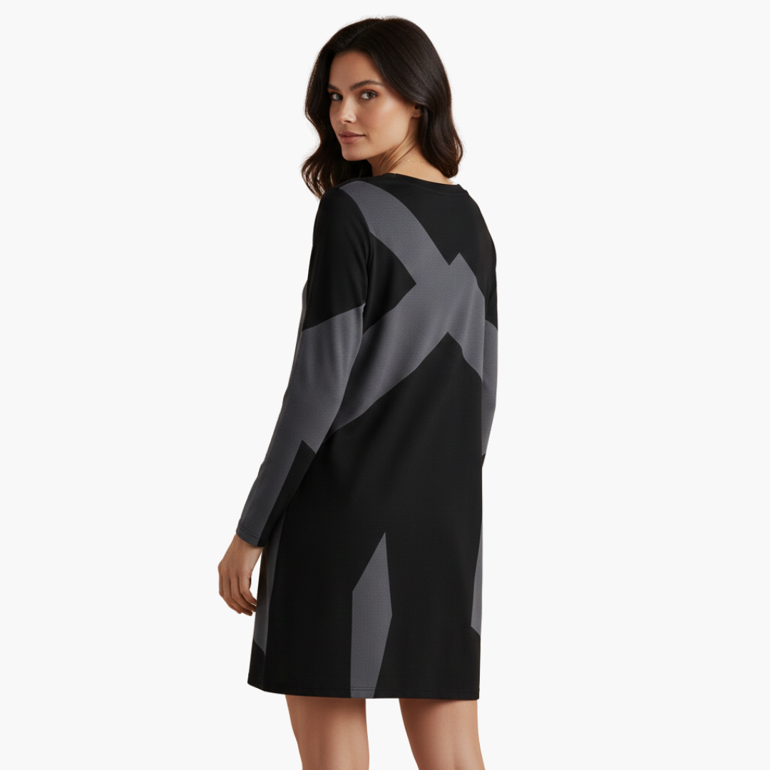 Robe courte pour femme à encolure en V et motif géométrique