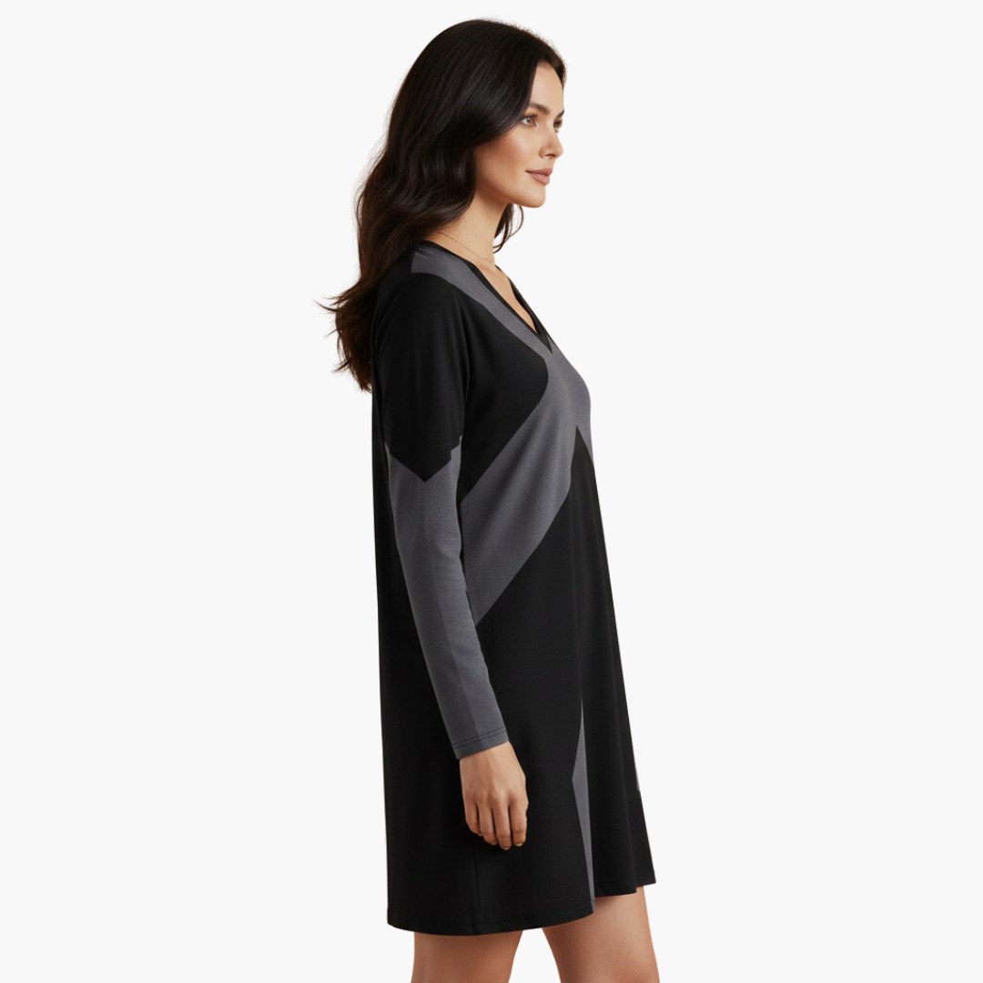 Robe courte pour femme à encolure en V et motif géométrique