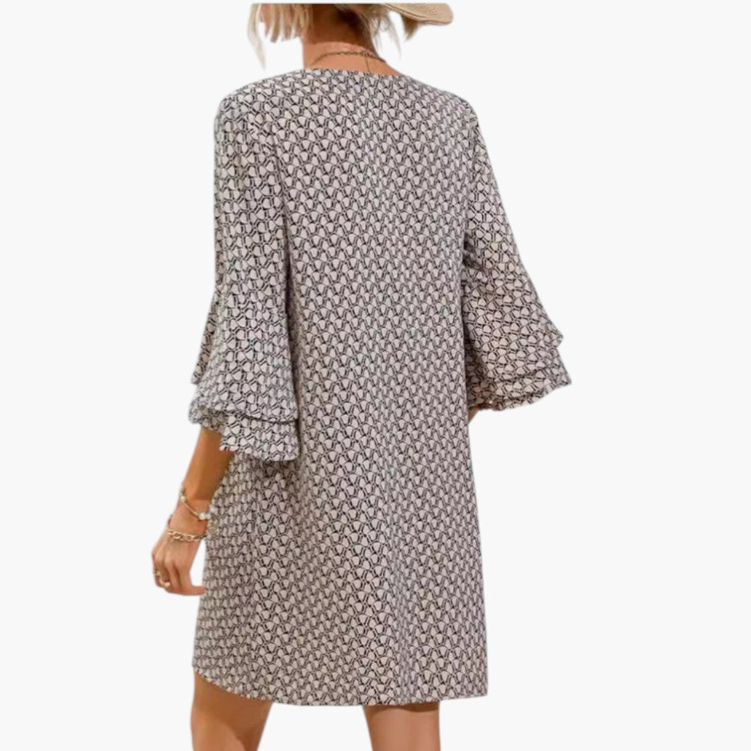 Robe de Plage Femme a Col V et Manches à Volants