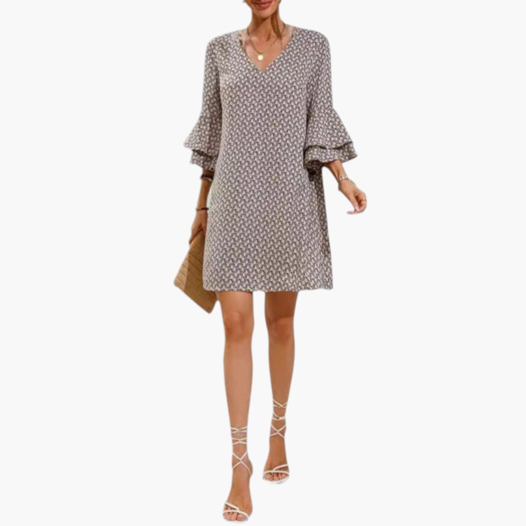 Robe de Plage Femme a Col V et Manches à Volants