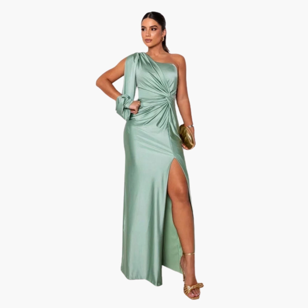 Long Evening Dress for Women with Bare Shoulder