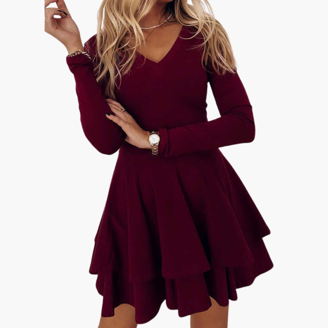 Robe femme à encolure en V avec manches longues