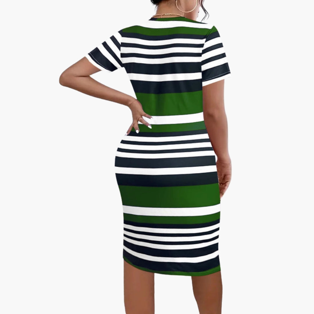 Robe femme à rayures avec manches courtes
