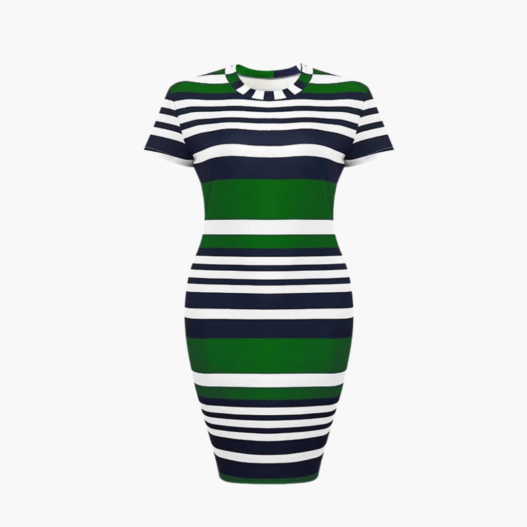Robe femme à rayures avec manches courtes