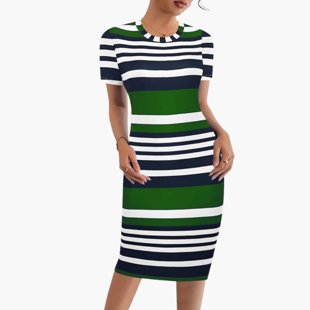 Robe femme à rayures avec manches courtes