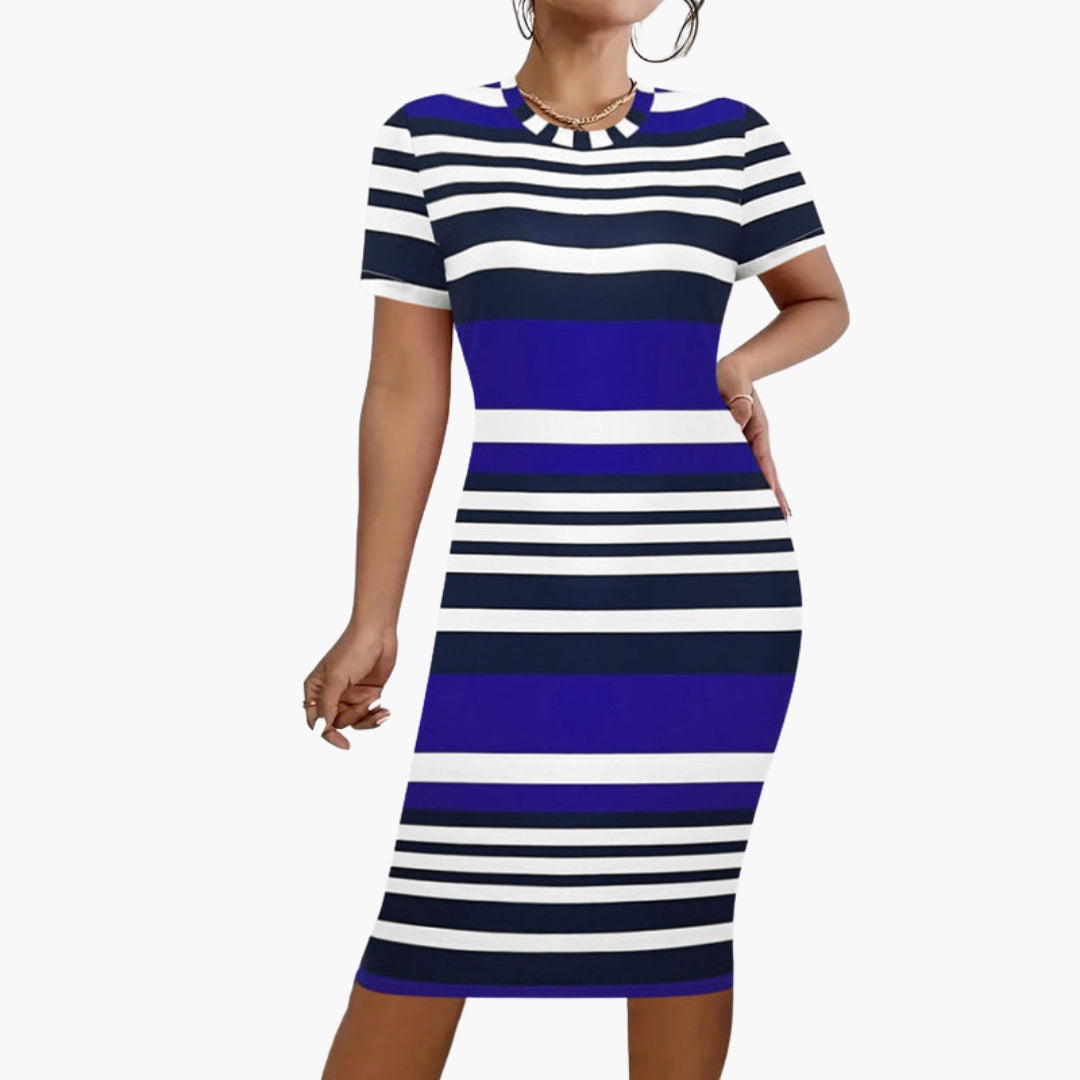 Robe femme à rayures avec manches courtes