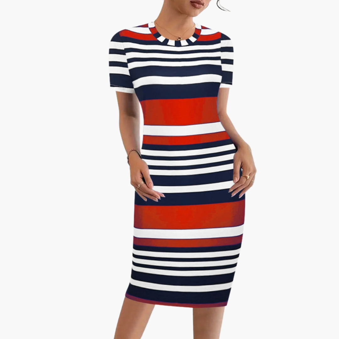 Robe femme à rayures avec manches courtes