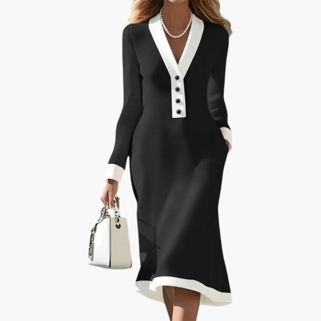 Robe femme avec boutons et manches longues