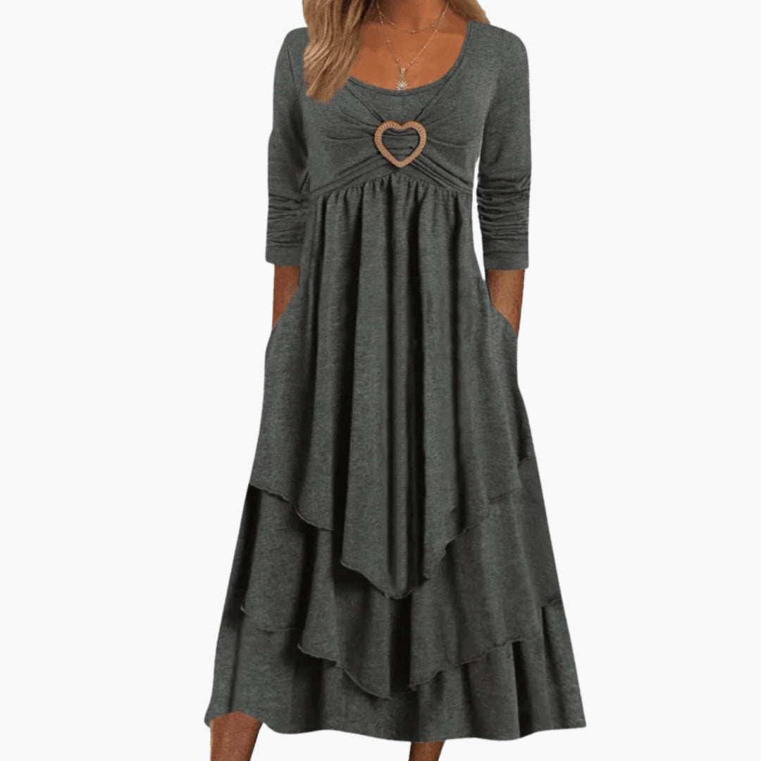 Robe femme col dégagé à manches longues