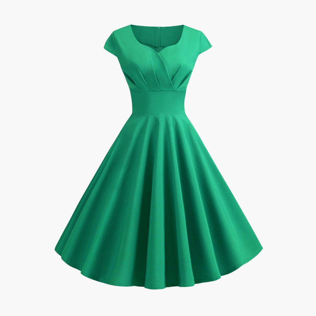 Robe femme coupe évasée avec manches courtes
