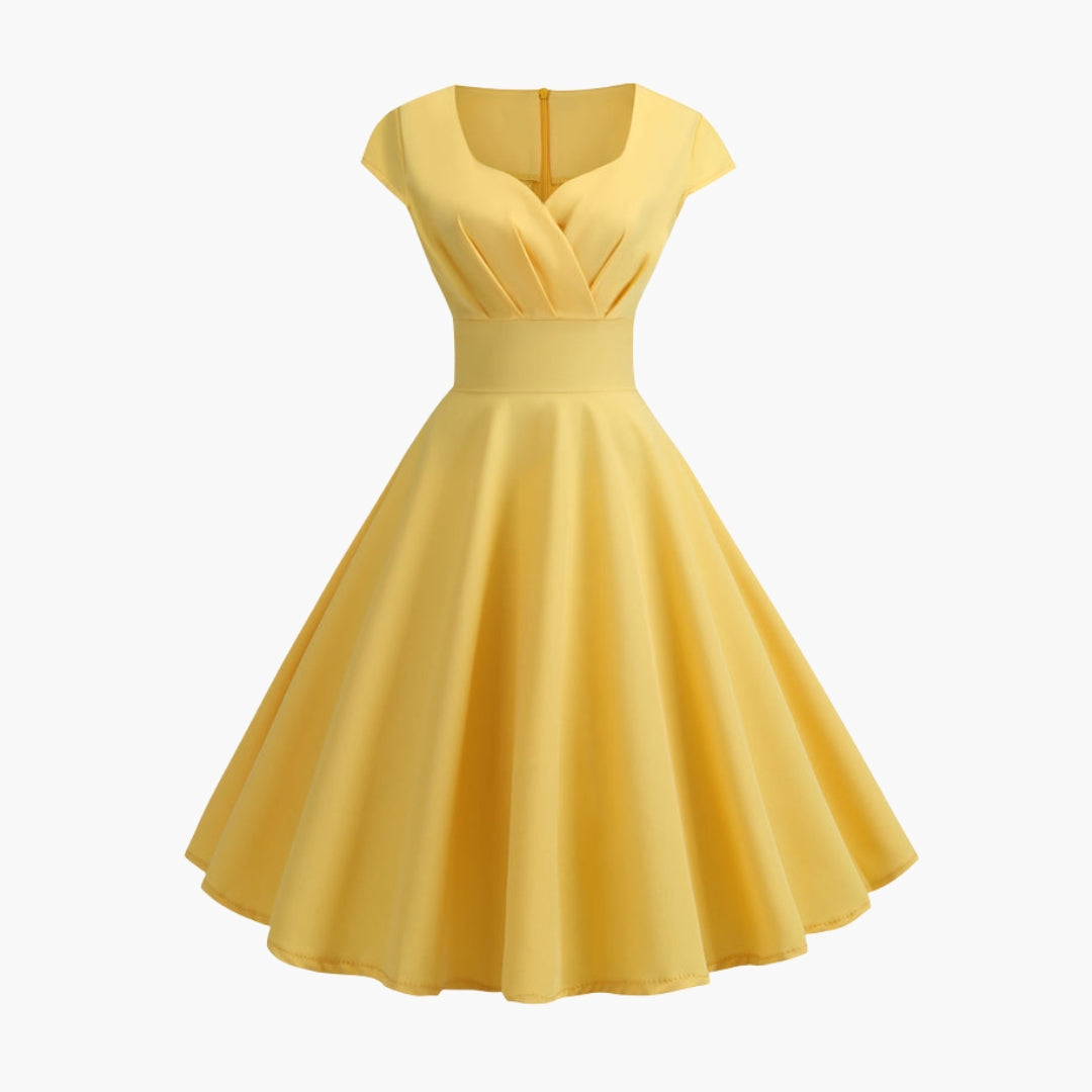 Robe femme coupe évasée avec manches courtes