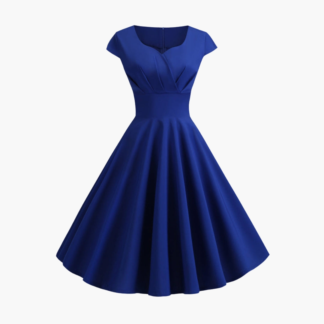 Robe femme coupe évasée avec manches courtes