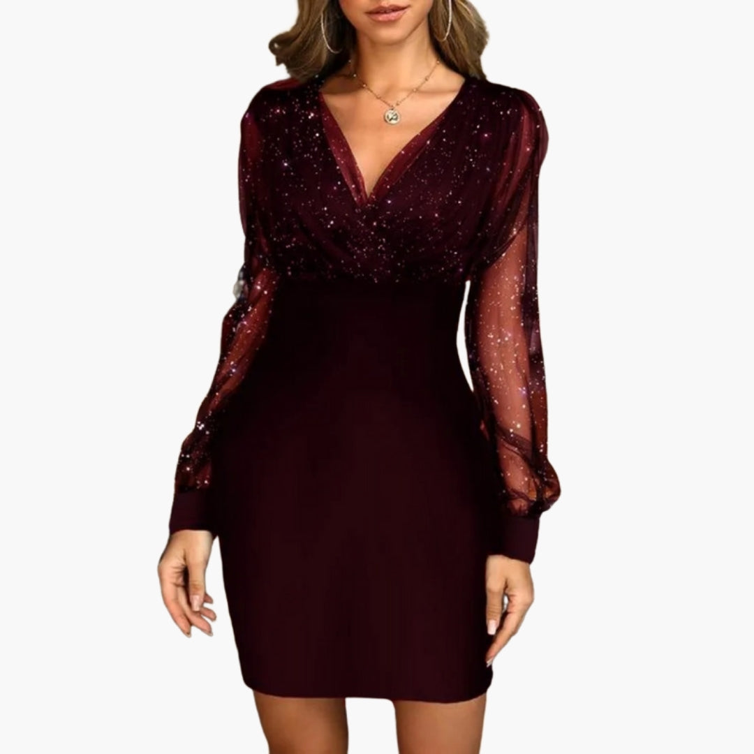 Robe femme courte avec manches transparentes