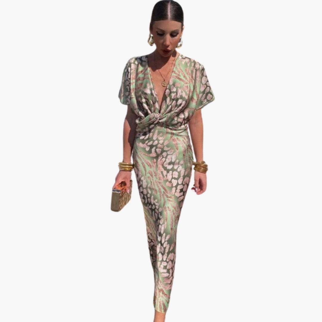 Robe femme longueur cheville avec encolure en V