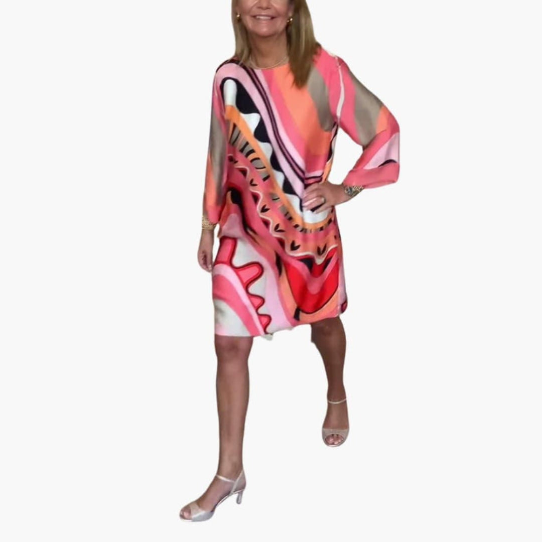 Robe femme longueur genou col rond manches longues